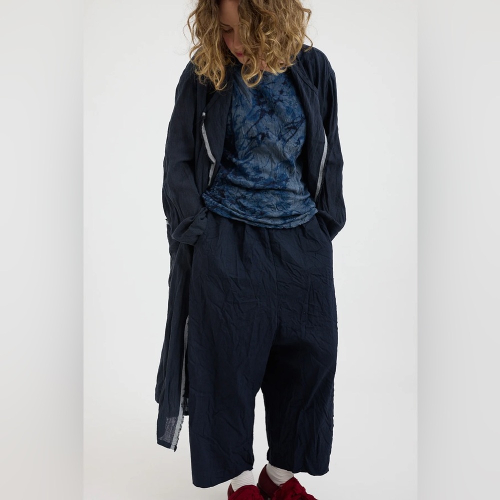 Pas De Calais Crinkle Drop Crotch Harem Sarouel Pants in Navy Sz 34
